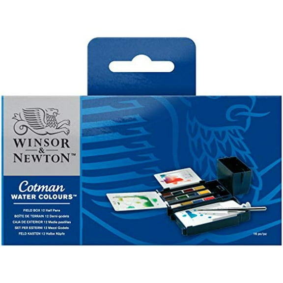 Winsor & Newton Cotman Water Colour Paint Field Box Set, Set of 12, Half Pans