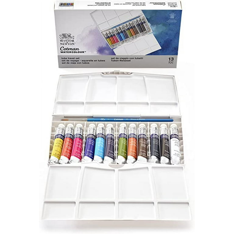 Winsor & Newton Cotman Watercolor Paint Set, 12 Colors, 8ml (0.27-oz) Tubes w/ Brush