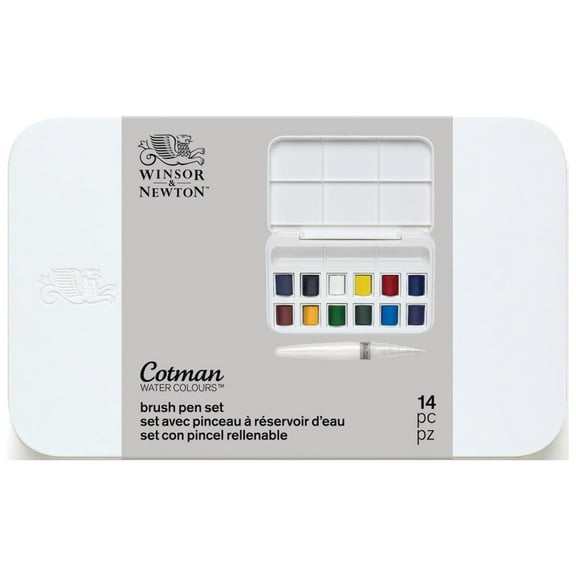 Winsor & Newton Cotman Watercolor & Water Brush Pen Set, 14 Pieces