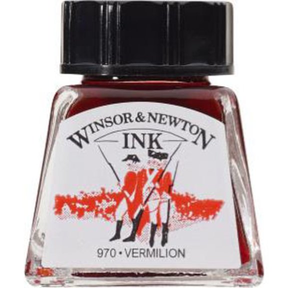 Winsor & Newton Drawing Ink, .5 oz. Bottle, Vermillion