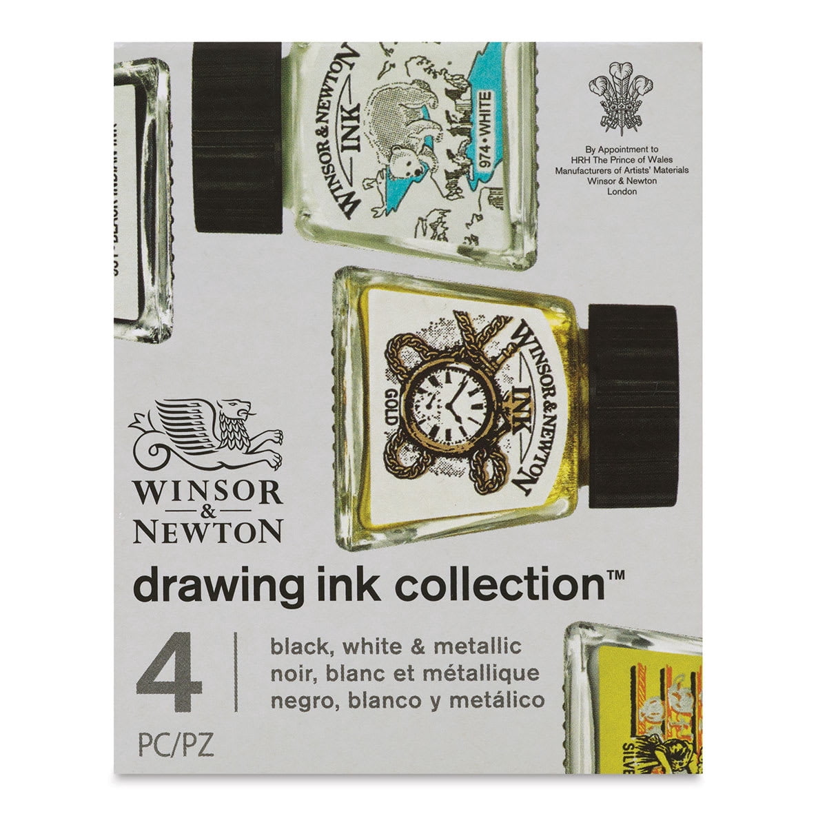 Winsor & Newton Drawing Ink, 14 mL Bottles, Set Of 4, Metallics