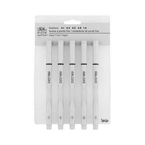 Winsor & Newton Fineliner Fine Point Pen, Assorted, Black, Pack of 5