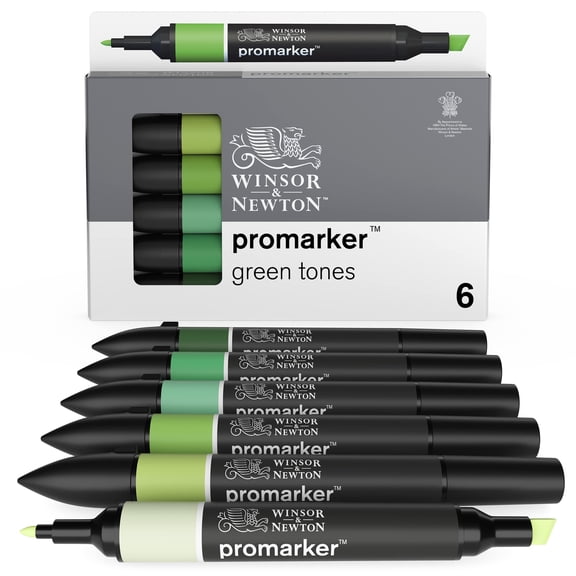 Winsor & Newton Promarker Green Tones, Set of 6