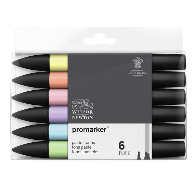 Winsor & Newton ProMarker Set, 6-Markers, Pastel Tones 