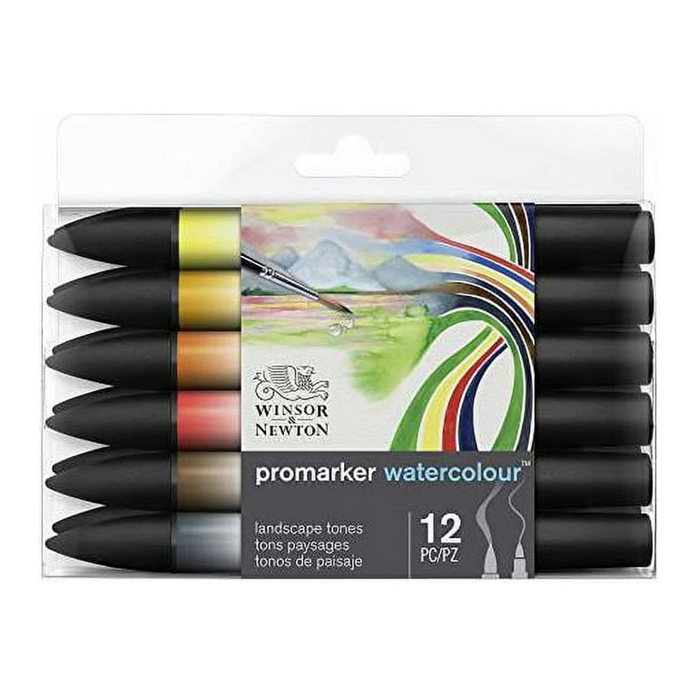 Winsor & Newton ProMarker Watercolor Marker Set, 12-Colors, Landscape Tones