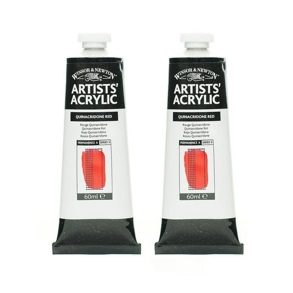 Winsor & Newton Professional Acrylic Colors, 60 mL, Quinacridone Red, 548, Pack Of 2
