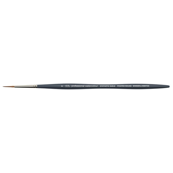 Winsor & Newton Professional Watercolor Synthetic Sable Brush, Pointed Round, 2