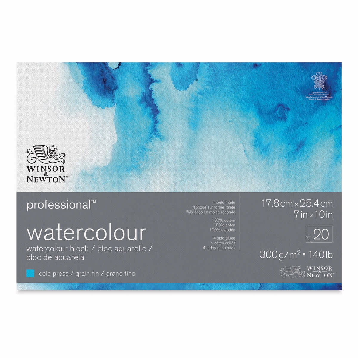 Winsor & Newton Professional Watercolor Block, Cold Press, 7X10 in, 300 gsm (140 lb), 20 Pages