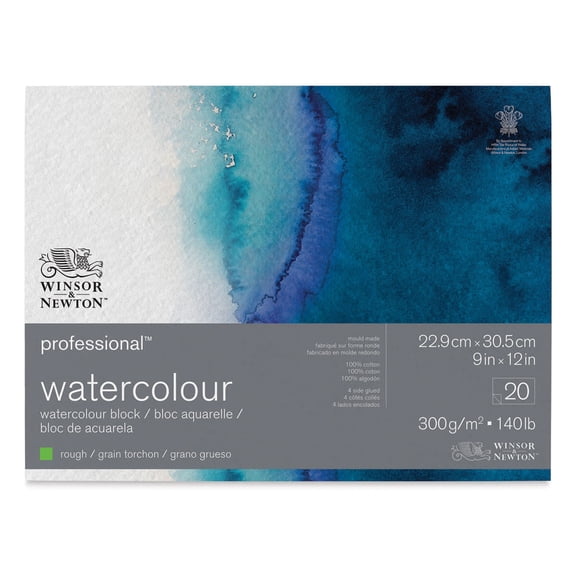 Winsor & Newton Professional Watercolour Paper Block, Rough, 9" x 12"