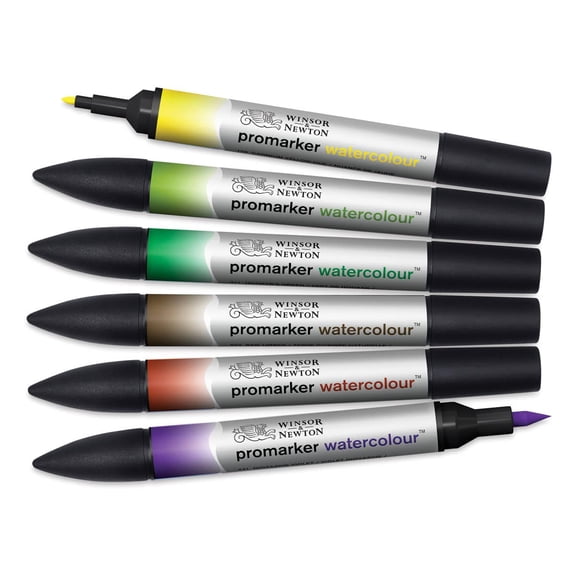 Winsor & Newton Promarker Watercolor Markers - Set of 6, Foliage Colors
