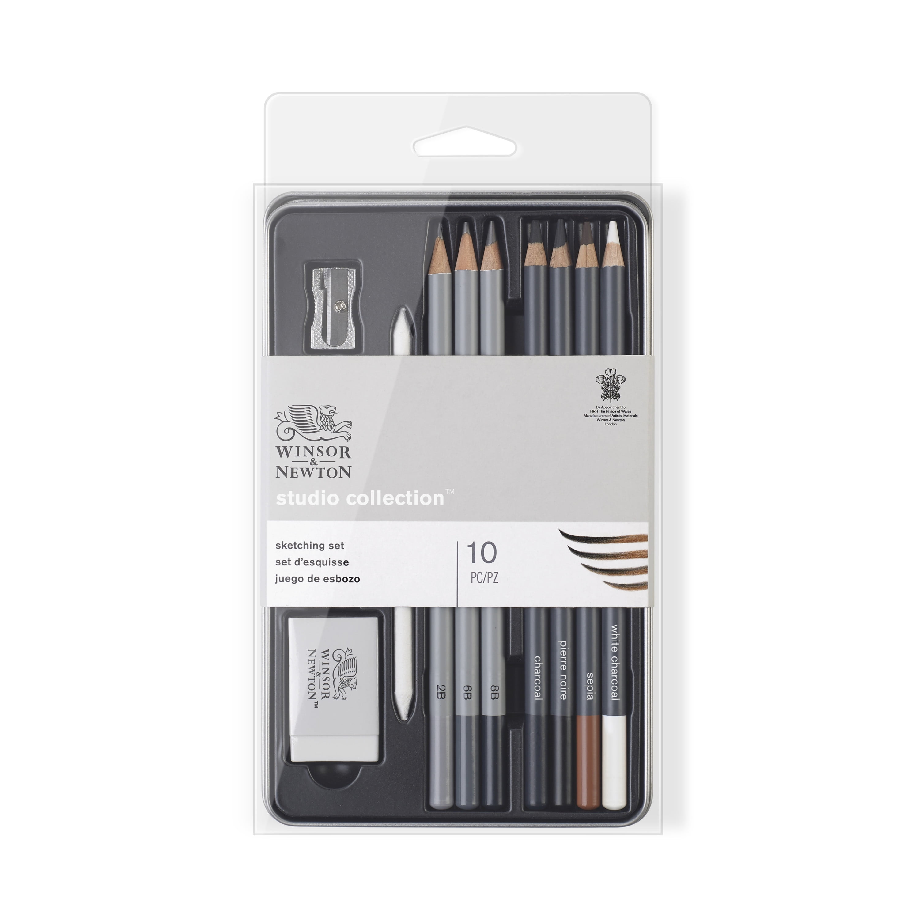 Winsor & Newton Studio Collection Sketching Pencil Tin Set, 10-Pieces