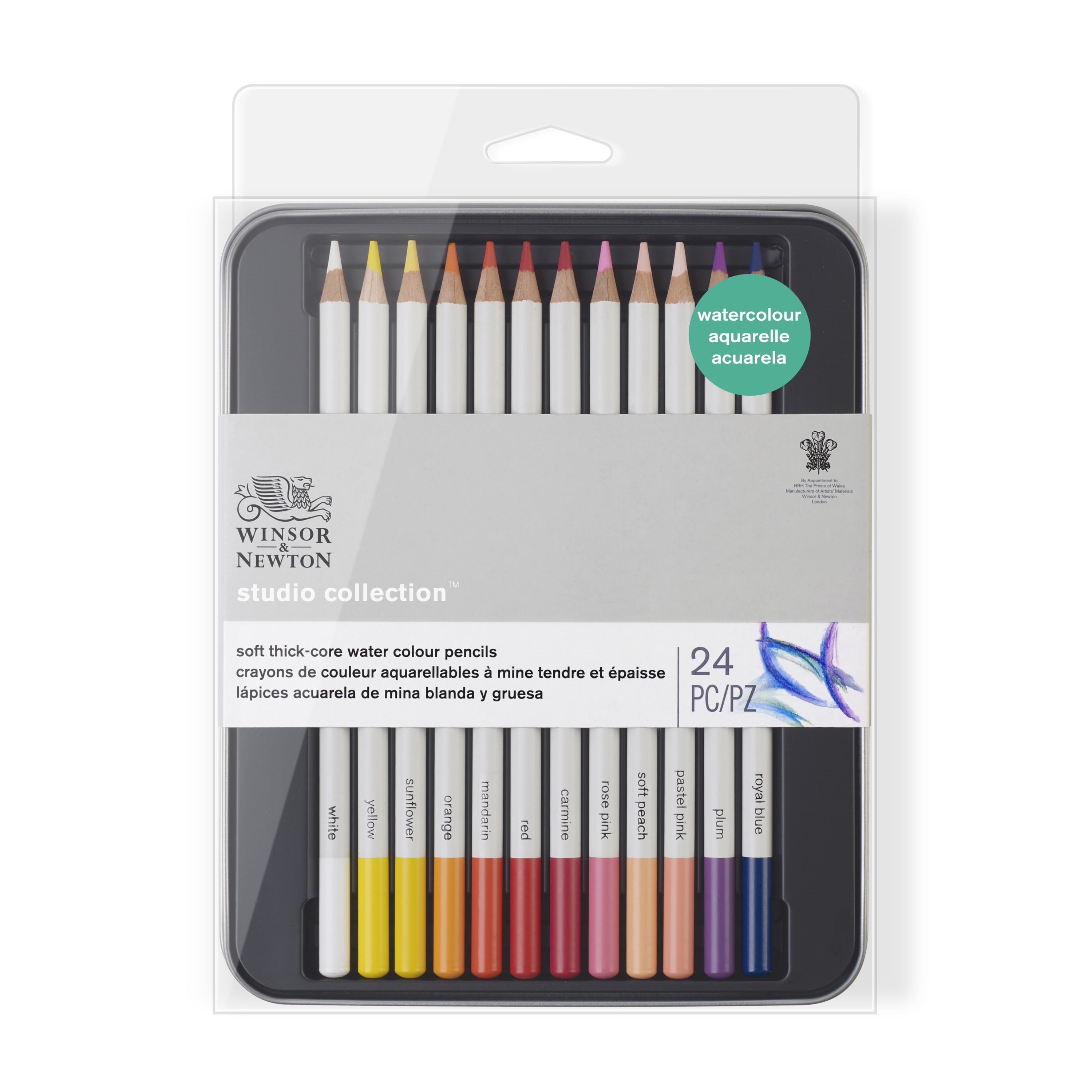 Winsor & Newton Studio Collection Watercolor Pencil Tin Set, 24-Colors
