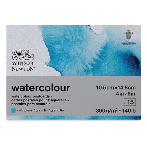 Winsor & Newton Watercolor Postcard Pad, Cold Press, 4x6 in, 300 gsm (140 lb), 15 Sheets