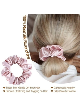Satin Hair Scrunchies Elastic Knotted Bow Ponytails Soft Hair Holders Silk  Hair Bands Hair Ties Cute Hair Scarf Ribbon for Girls and Women, 2pcs  (Pink) 
