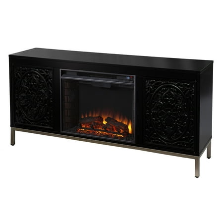 SEI Furniture - Winsterly Fireplace Entertainment Center for Most Flat-Panel TVs Up to 56" - Black and champagne finish