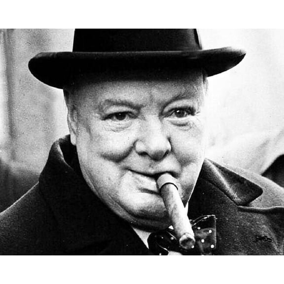 Winston Churchill British Prime Minister smoking huge cigar 8x10 photo
