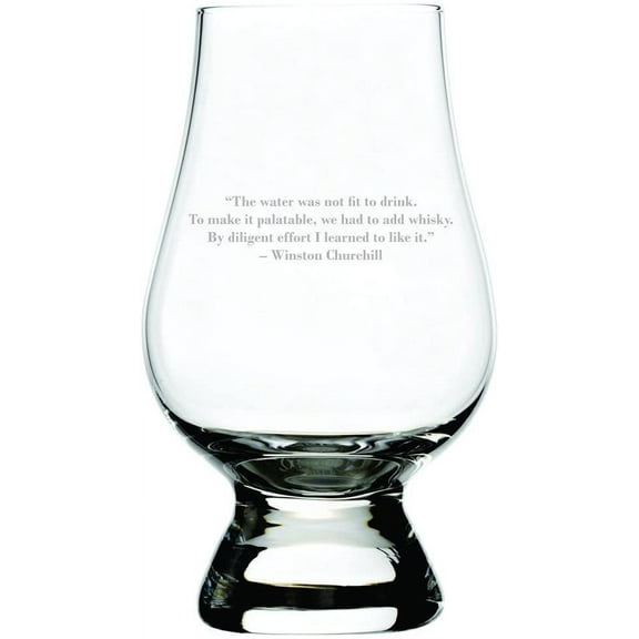 Winston Churchill Quote Etched Glencairn Crystal Whisky Glass