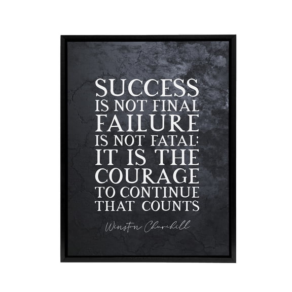 Winston Churchill Slate Quote Black Framed Canvas Wall Art Print 24X32"