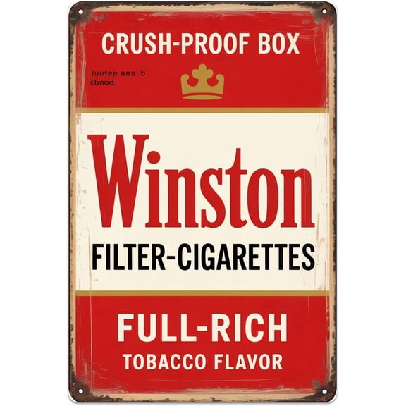 Winston Cigarettes Metal Sign Vintage Look Aluminum Metal Signs for Garden, Yard, Porch, Home Bedroom, Kitchen Decor 8 X 12 inch, Weather Resistant, Waterproof, Durable Ink, Easy to Mount