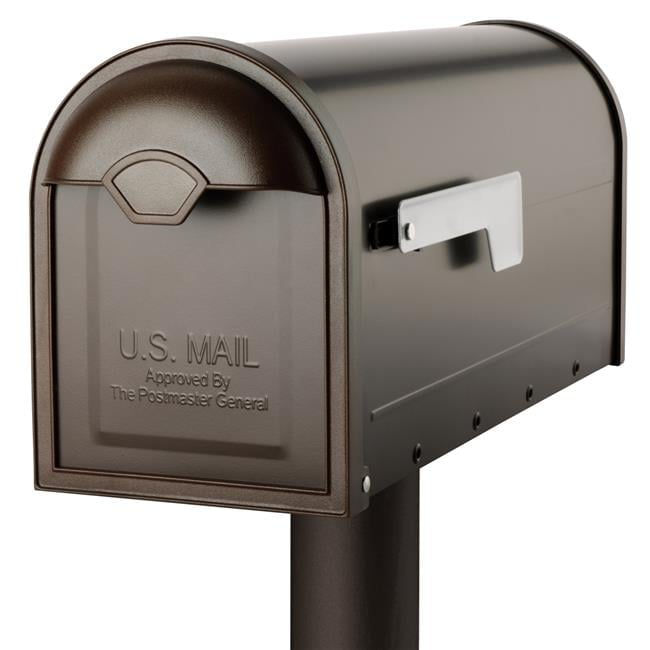 Winston Bronze Steel-Painted Post Mount Mailbox with Nickel Flag