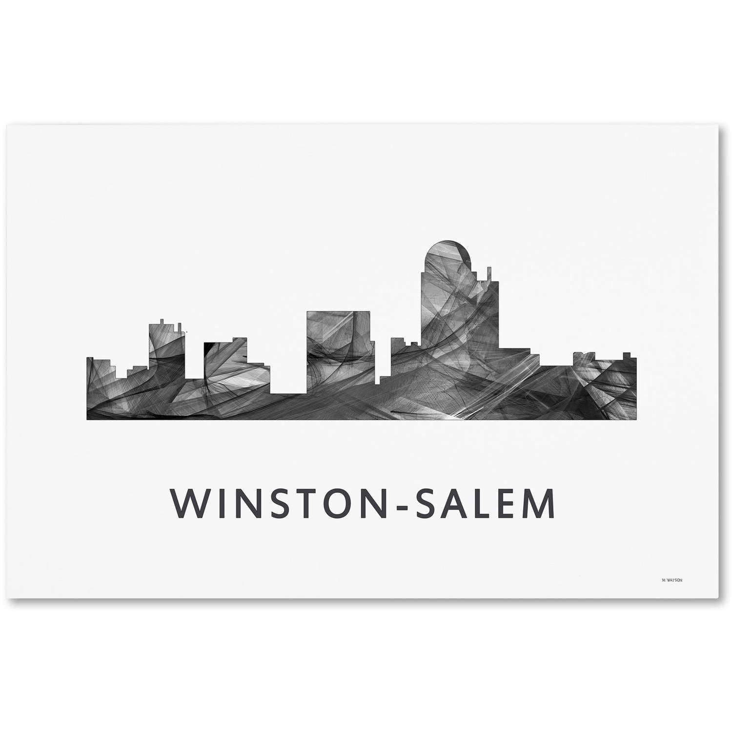 Winston-Salem NC Skyline WB-BW' Canvas Art by Marlene Watson