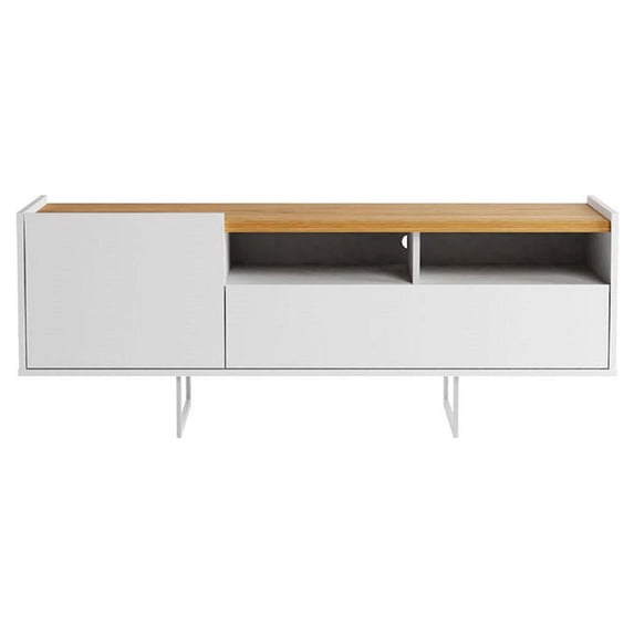 Winston Sleek Modern TV Stand with 4 Shelves in White Cinnamon