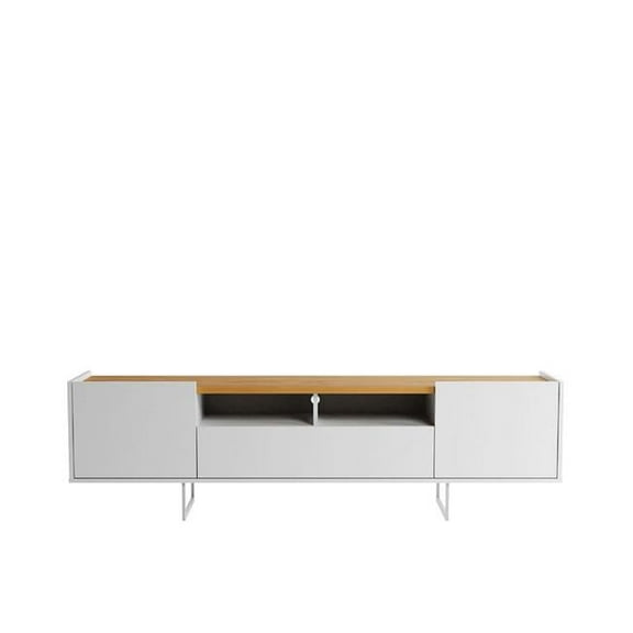Winston Sleek Modern TV Stand with 6 Shelves in White  Cinnamon