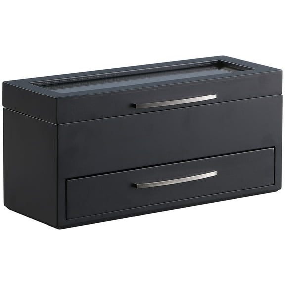 Winston Watch Box with Clear Glass Top and Jewelry Display Drawer