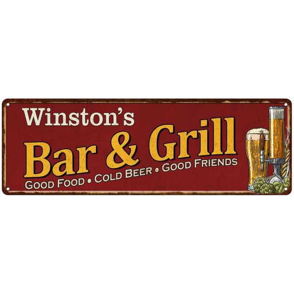 Winston's Bar and Grill Red Gift Man Cave Decor 6x18 Sign 206180054459