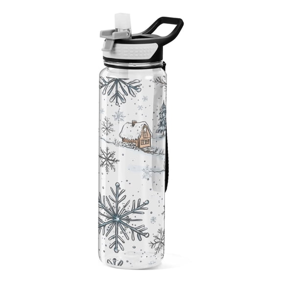 Winter 1000ml Tritan Sport Bottle Straw LeakProof Food-Grade Portable Wide Handle