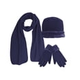 thumbnail image 1 of Winter 3 Piece Gift Set Fleece lined Scarf Gloves Cable Knit for Women (Navy), 1 of 3