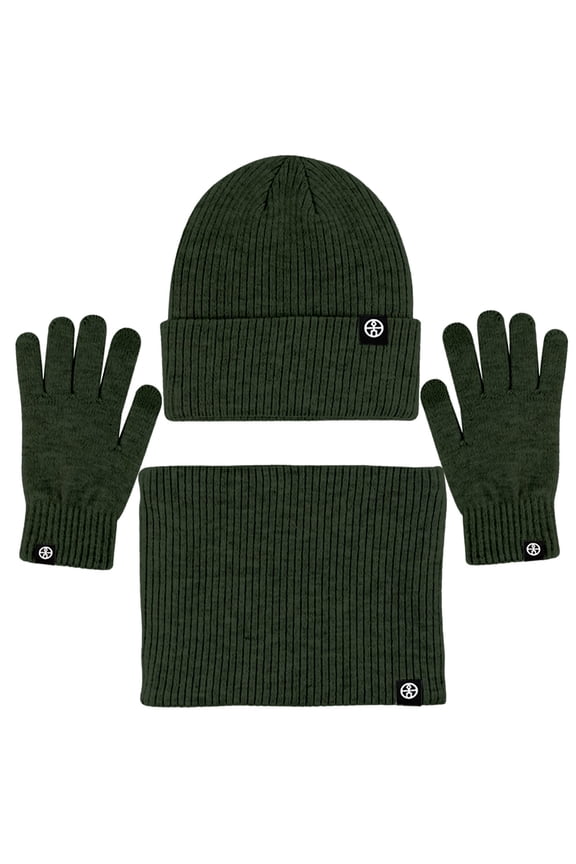 Winter 3 in 1 Scarf Hat Glove Set for Men Women, Knitted Beanie Hat, Touch Screen Gloves, Fleece Lined Neck Warmer for Cold Weather