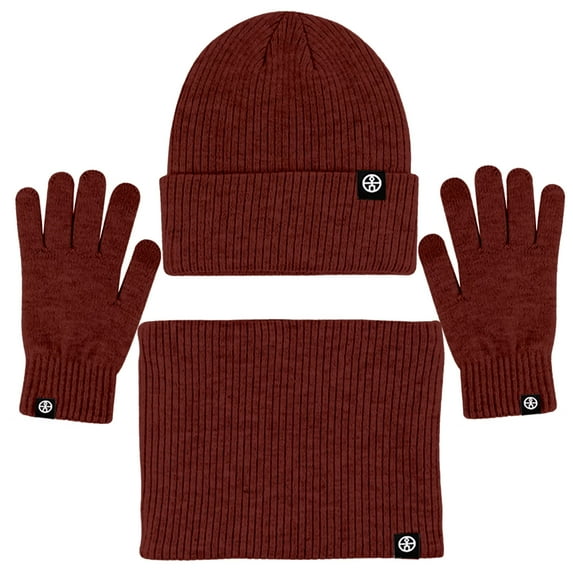 Rirool Winter 3 in 1 Scarf Hat Glove Set for Men Women, Knitted Beanie Hat, Touch Screen Gloves, Fleece Lined Neck Warmer for Cold Weather