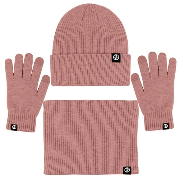 Rirool Winter 3 in 1 Scarf Hat Glove Set for Men Women, Knitted Beanie Hat, Touch Screen Gloves, Fleece Lined Neck Warmer for Cold Weather