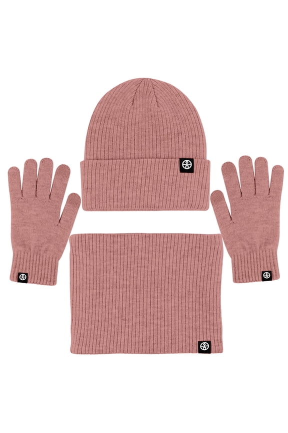 Winter 3 in 1 Scarf Hat Glove Set for Men Women, Knitted Beanie Hat, Touch Screen Gloves, Fleece Lined Neck Warmer for Cold Weather