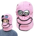 thumbnail image 1 of Winter 3-in-1 Thermal Pilot Hat with Detachable Goggles & Full Face Mask, Pink 30Ã28cm for Extreme Cold Weather  white elephant gifts for adults, 1 of 9