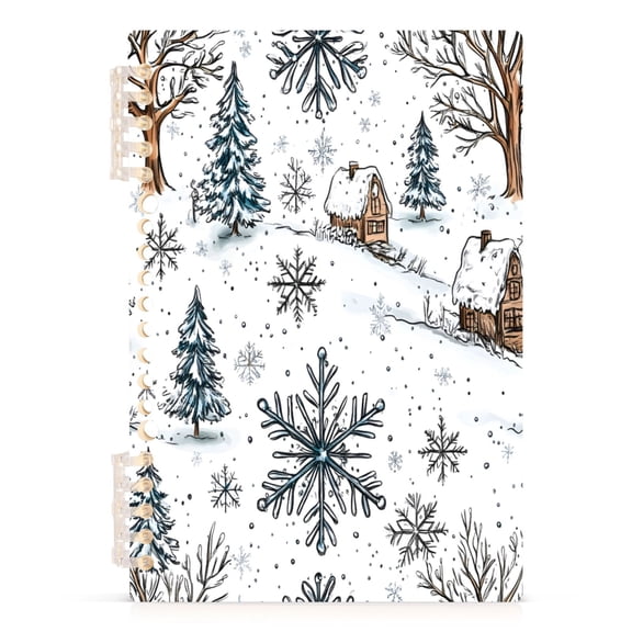 Winter A5 8.3x5.7in PP Notebook, Adjustable Rings, 60 Sheets, Diary or Journey Note