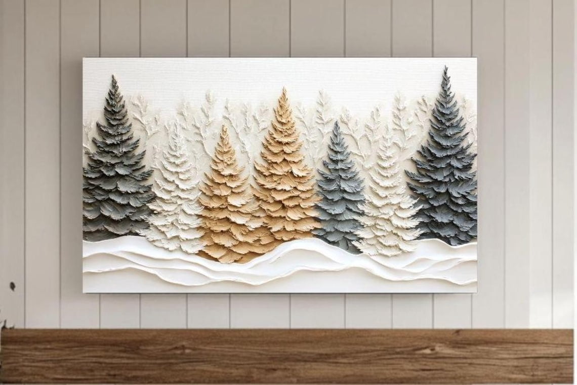 Screen Scaver Abstract Winter Abstract Trees Christmas Snow Background Neutral Modern ...