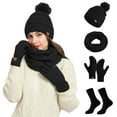 thumbnail image 1 of Winter Accessories Set for Women - Woolen Hat Gloves and Socks 4 Piece Ensemble for Cold Weather, 1 of 3