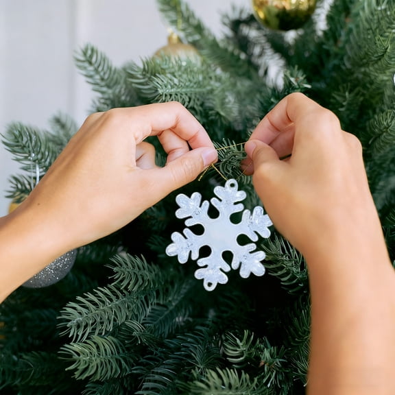 Winter Acrylic Snowflake Ornaments Blue Translucent Snowflake Crystal Christmas Pendant Beads Suitable For Christmas Tree Pendants Party Wedding Art Crafts Dec