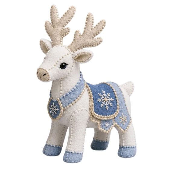 Winter Animal DIY Sewing Kit For Beginners, 3D Stuffed Crystal Reindeer Plush Craft With Pre Cut Felt, Complete Handmade Sewing Supplies For Home Decor And Gift, Crystal Reindeer (20*15CM)