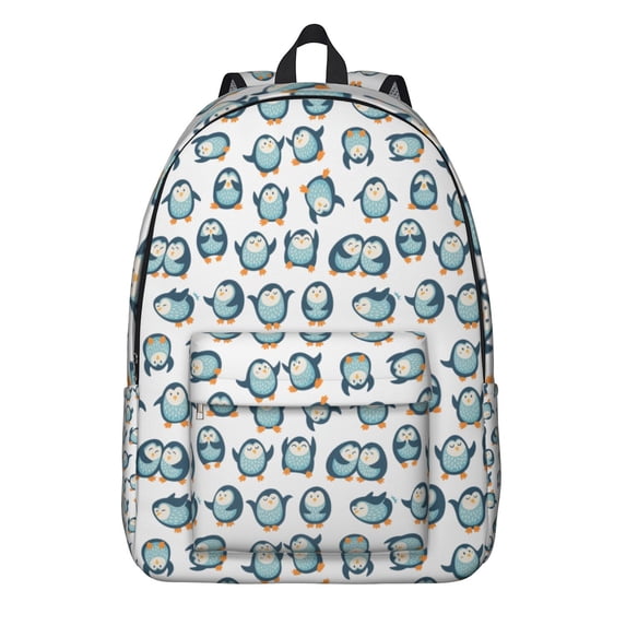 Winter Animal Penguin Backpack with Snowflake Print, Cute Cartoon Design, Lightweight and Spacious Waterproof School Bag