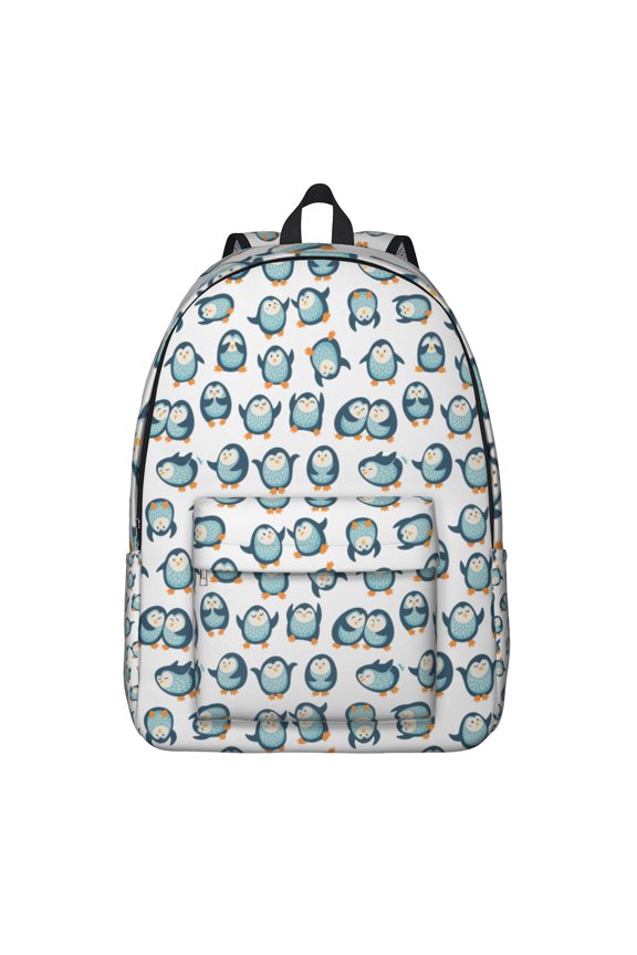 Winter Animal Penguin Backpack with Snowflake Print, Cute Cartoon Design, Lightweight and Spacious Waterproof School Bag