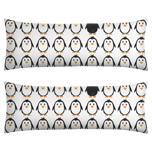Winter Animal Print Body Pillow Cover 20x54 - Emperor Penguin & Snowflake Pattern Long Pillow Case - Machine Washable Breathable Pillow Slipcover