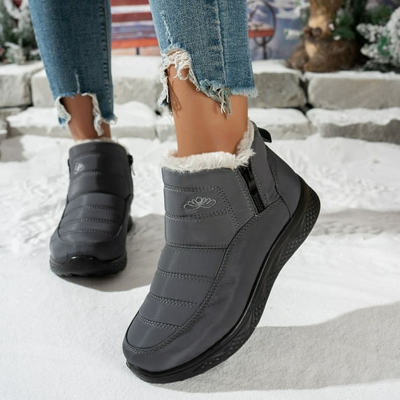 Winter Ankle Boots Fashionable Solid Color Lined Warm Snow Boots Comfortable Casual Footwear