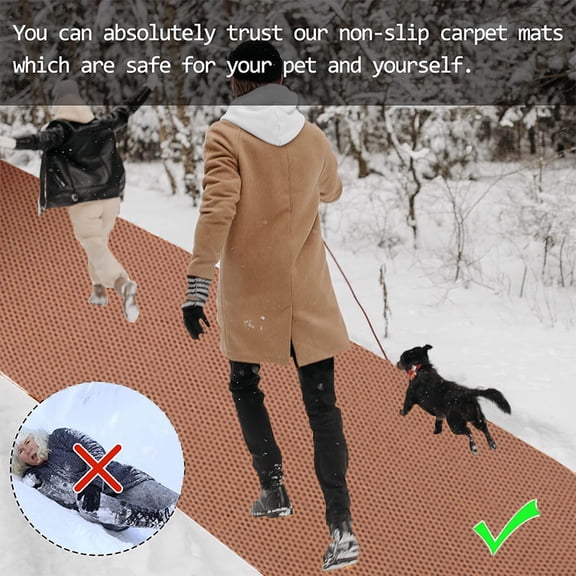 Winter Anti-Slip Snow Carpet Mat With Silicone Granules, Felt Material Rug - Outdoor Walkway Non-Slip Rug For Winter Snow And Ice Protection 16X120 Inch - Indoor Porch Patio