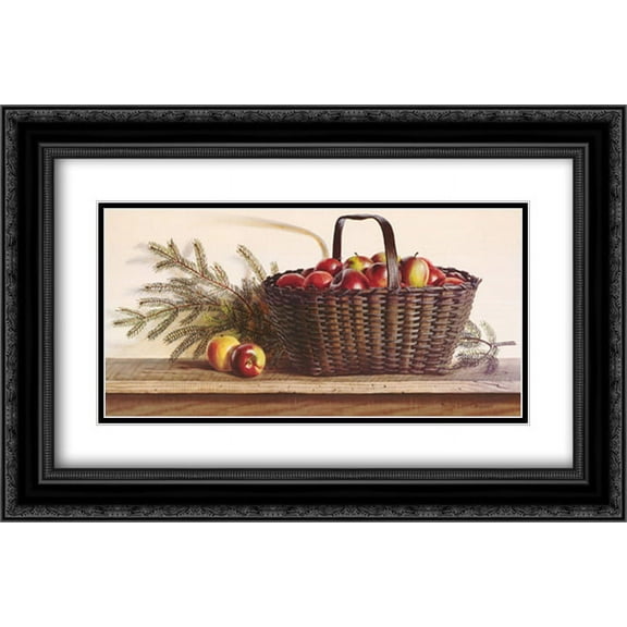 Winter Apples 2x Matted 24x20 Black Ornate Framed Art Print by Pauline Eble Campanelli