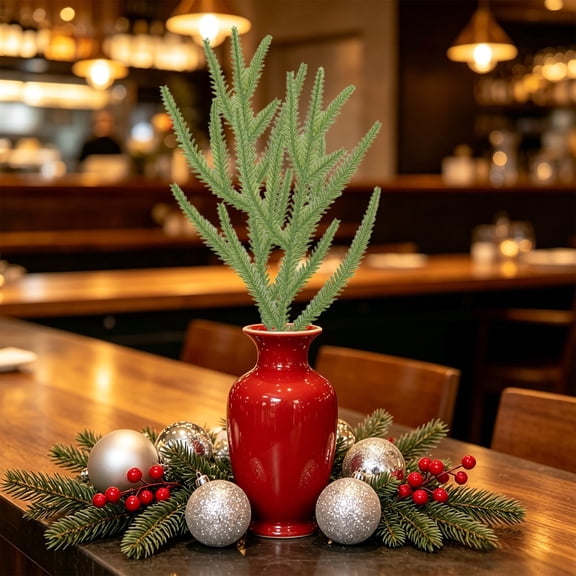 Winter Artificial Leaves Branches For Vase Fillers Home Table Mantel Scary House Christmas Decor Green