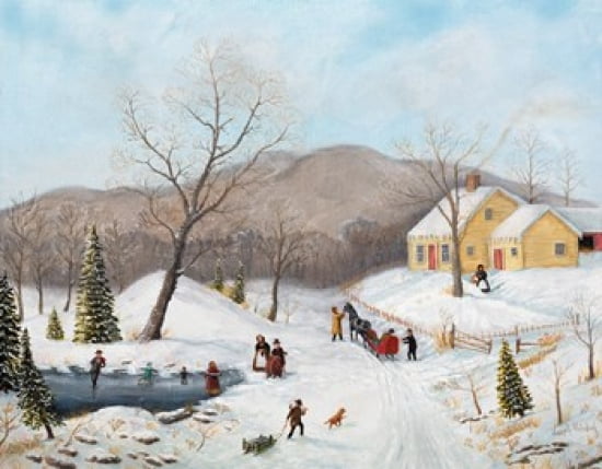 Winter At The Old Homestead Canvas Art - Joseph Holodook (25 x 20)