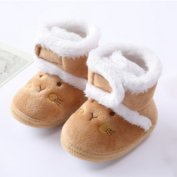 Winter Baby Booties 0-18 Months - Non-Slip First Walkers Shoes with Fleece Lining, Soft Sole Infant Toddler Boots for Boys Girls (Coffee) - Perfect Christmas & New Year Gift